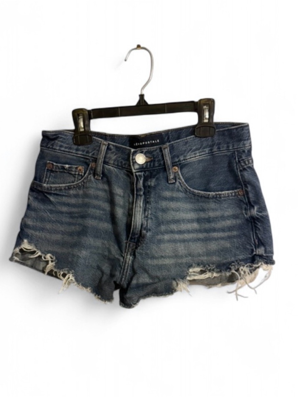 Aeropostale Women's Dark Blue Distressed Denim Shorts